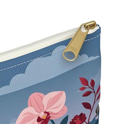 🌸🖤 The Striped Orchid Promenade Accessory Pouch – Art Deco Floral Fashion
