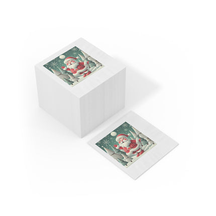 Santa's Joyful Night White Coined Napkins