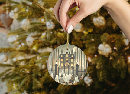 Ghostly Welcome – A Halloween Night Glass Ornament