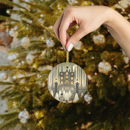 Ghostly Welcome – A Halloween Night Glass Ornament
