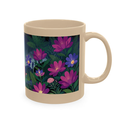 🌙🌺 The Lady Of The Midnight Flower Garden Ceramic Mug – Art Deco Floral Elegance