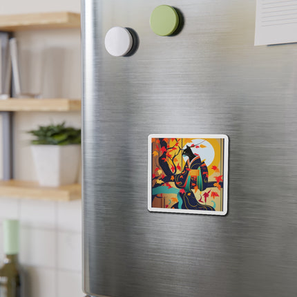 Black Cat in Kimono Die-Cut Magnets (5 Sizes)