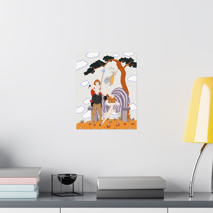🐦🌸 The Bird Is Quickly Tamed Matte Vertical Poster – George Barbier Art Deco Garden Whimsy
