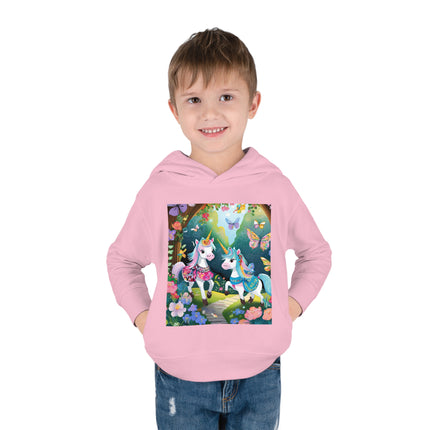 Baby Unicorns and Fluttering Butterflies Toddler Pullover Fleece Hoodie