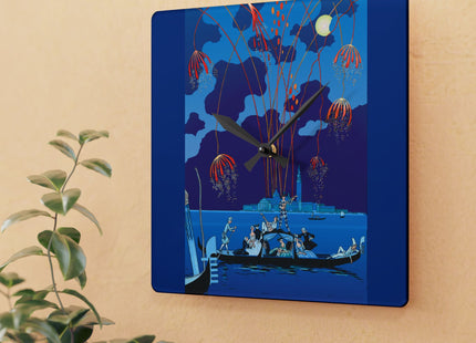 Fireworks in Venice by George Barbier Acrylic Wall Clock