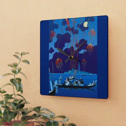 Fireworks in Venice by George Barbier Acrylic Wall Clock