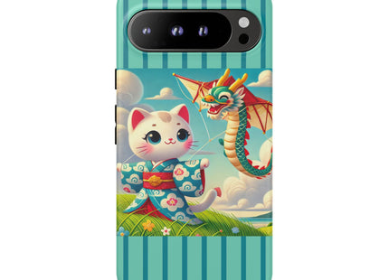 Geisha Kitten and the Dragon Kite Phone Cases