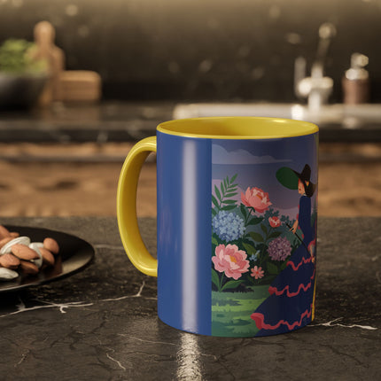 The Lady Of The Garden Stroll Colorful Mugs – Art Deco Botanical Elegance