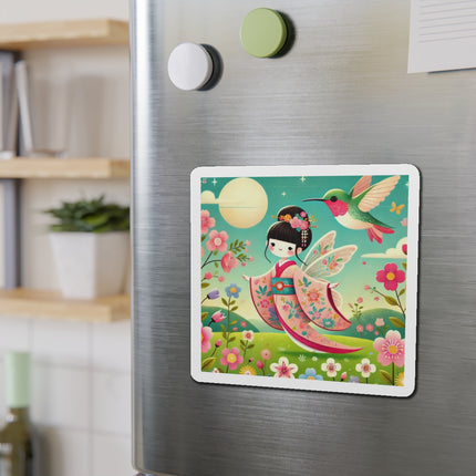 Geisha Fairy and the Hummingbird Blossom Die-Cut Magnets (5 Sizes)