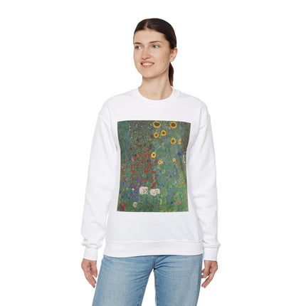 Farm Garden with Sunflowers by Gustav Klimt Heavy Blend™ Crewneck Sweatshirt