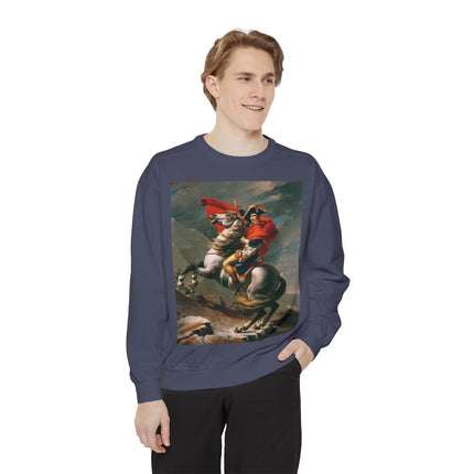 Napoleon Crossing the Alps by Jacques-Louis David Unisex Garment-Dyed Sweatshirt