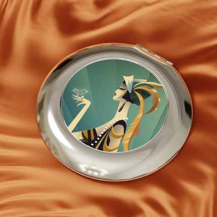 Art Deco Flapper with Bird Compact Mirror – Elegant Glamour & Timeless Style