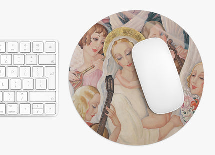 Madonna with Child Surrounded by Musical Angels by Gerda Wegener Mouse Pad, Round and Rectangle
