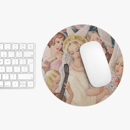 Madonna with Child Surrounded by Musical Angels by Gerda Wegener Mouse Pad, Round and Rectangle