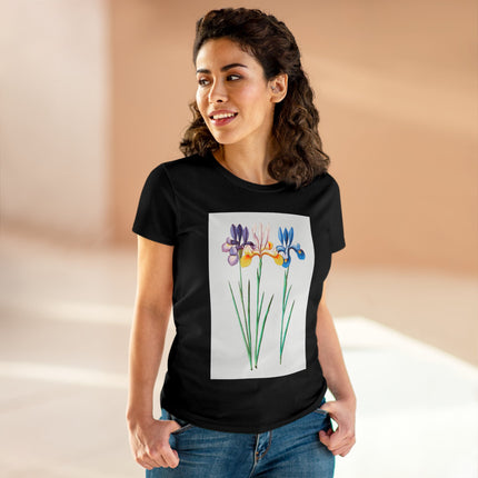 Women's Blue Iris Print Midweight Cotton Tee