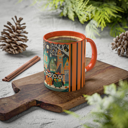 Night of the Trick-or-Treating Owlets Colorful Mugs, 11oz