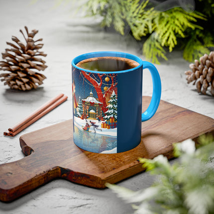 ⛸️🎄 The Christmas Skating Pavilion Colorful Mug – Art Deco Holiday Fantasy