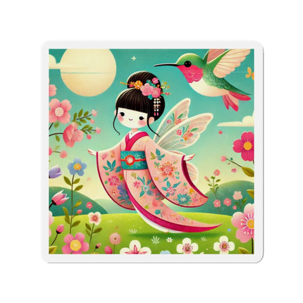 Geisha Fairy and the Hummingbird Blossom Die-Cut Magnets (5 Sizes)