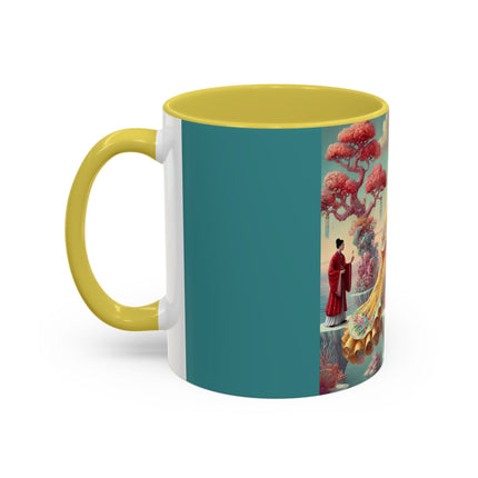 Cherry Blossom Courtesans & Crimson Crab Colorful Mug – Imperial Elegance & Playful Charm