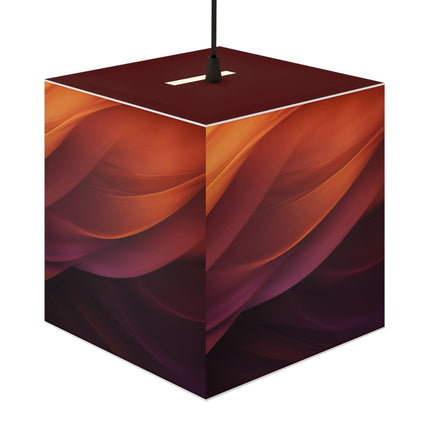 Wave Pattern with Intertwined Hues of Orange, Rose, Maroon, and Purple Light Cube Lamp