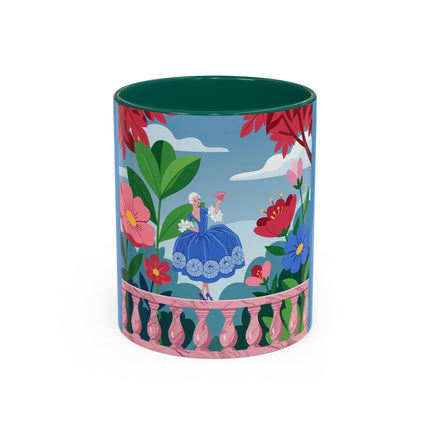 The Lady Of The Blossoming Terrace Colorful Mugs – Art Deco Floral Garden Elegance