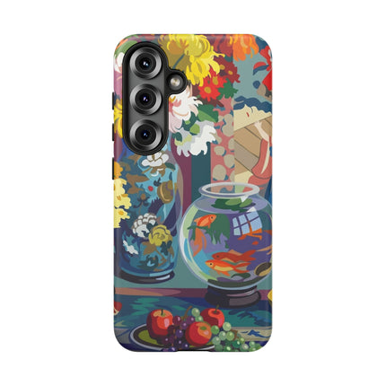 Floral Fishbowl Still Life Phone Case – Vibrant Harmony & Colorful Life
