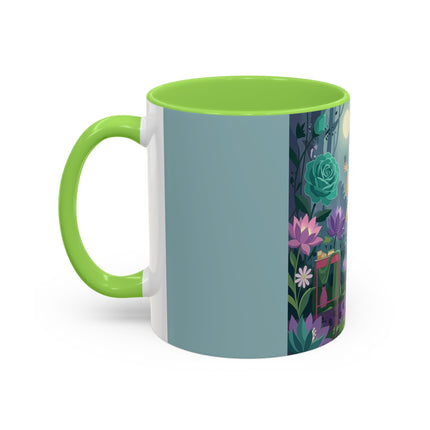 The Lady Of The Moonlit Garden Colorful Mugs – Art Deco Botanical Serenity
