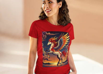 Flame-Winged Horse at Sunset Women's Midweight Cotton Tee