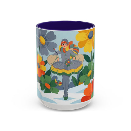 ❄️🌼 The Winter Flower Wanderer Colorful Mug – Colorful Art Deco Snow Fantasy
