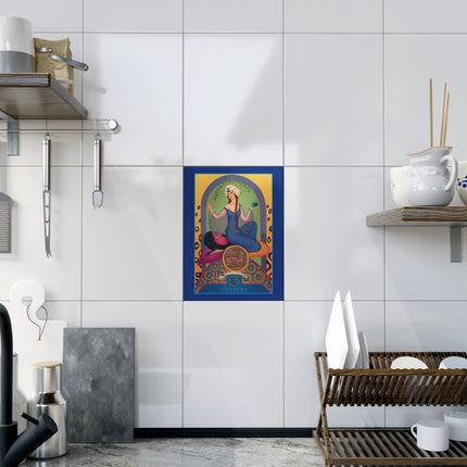 December & Tanzanite Ceramic Tile — Gem Series by Sofia Chiostri