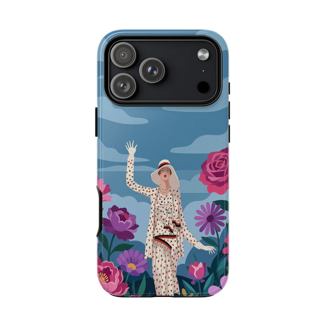 🌺👒 The Grand Flower Promenade Phone Case – Art Deco Fashion Illustration