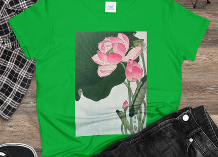 Blooming Lotus Flowers by Ohara Koson Women's Midweight Cotton Tee