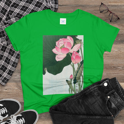 Blooming Lotus Flowers by Ohara Koson Women's Midweight Cotton Tee