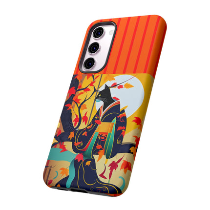 Black Cat in Kimono Phone Cases