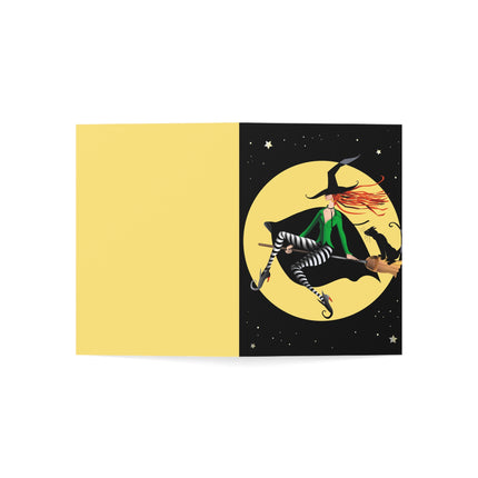 A Witch’s Moonlit Flight Greeting Cards (1, 10, 30, and 50pcs)