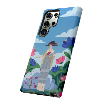 🌸🎩 The Lady Of The Grand Flower Garden Phone Case – Art Deco Fashion Illustration