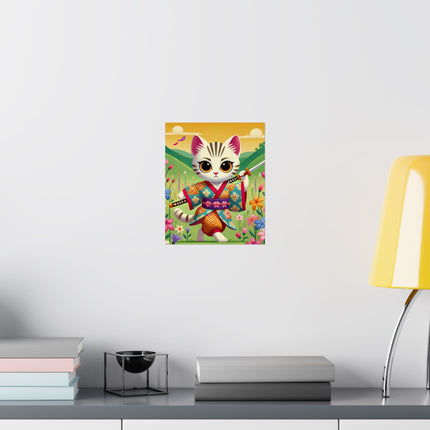 ⚔️🐱 Samurai Kitten Matte Vertical Poster – Courage, Honor & Whimsical Adventure