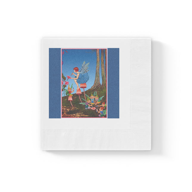 Periwinkle Painting the Petals by Ida Outhwaite White Coined Napkins