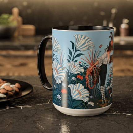 🎨💙 The Enchanted Garden Artist Colorful Mug – Art Deco Floral Whimsy