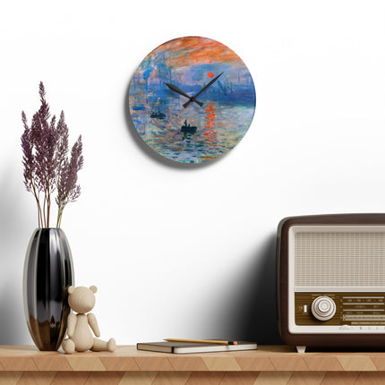 Sunrise by Claude Monet Acrylic Wall Clock, Round and Square