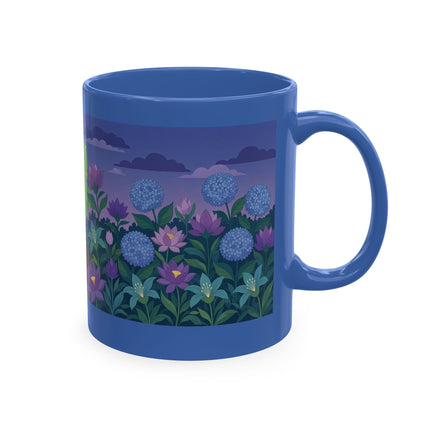 🧶☂️ The Lady Of The Garden Knitting Circle Ceramic Mug – Art Deco Floral Whimsy