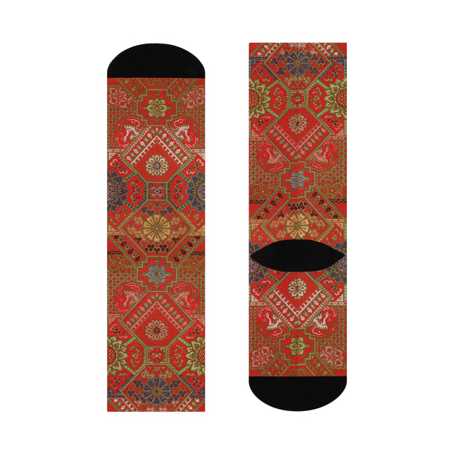 Japanese Fan Pattern by G.A. Audsley Cushioned Crew Socks