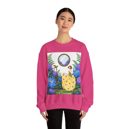 🦜🪷 The Parrot Garden Reflection Crewneck Sweatshirt – Art Deco Fashion Whimsy