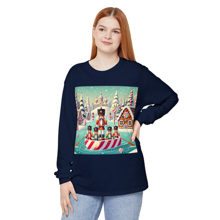 Nutcracker Candy-Striped Adventure Unisex Garment-dyed Long Sleeve T-Shirt
