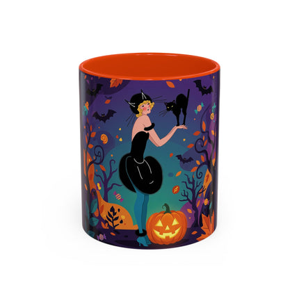 🐈‍⬛🎃 The Midnight Black Cat Masquerade Colorful Mug – Whimsical Halloween Elegance