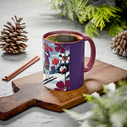🎿❄️ The Winter Flower Skier Colorful Mug – Art Deco Alpine Fantasy