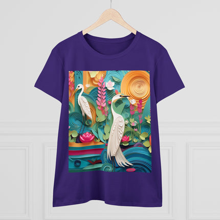 Elegant Egret Oasis Women's Midweight Cotton Tee
