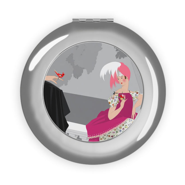 The Red Bird Compact Mirror – Graceful Storybook Charm & Quiet Mystery
