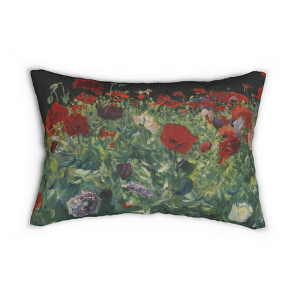 Poppies (A Study of Poppies for Carnation, Lily, Lily, Rose) by John Singer Sargent Spun Polyester Lumbar Pillow