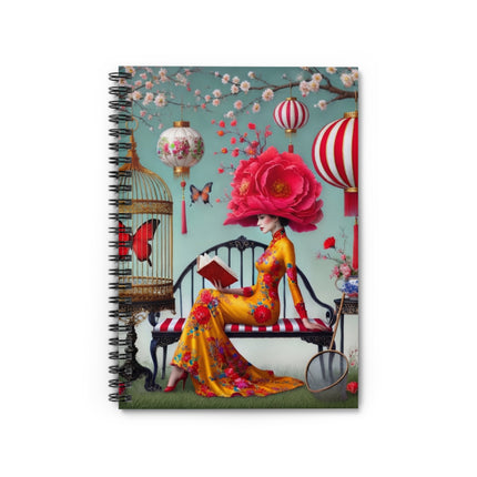 Reading In A Painted Garden Spiral Notebook - Ruled Line